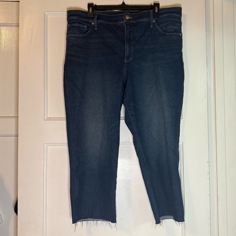 Express Classic Blue Straight Ankle High Rise Jeans